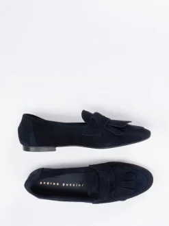 Andrea Puccini – Fransen-Loafer aus Veloursleder Blau