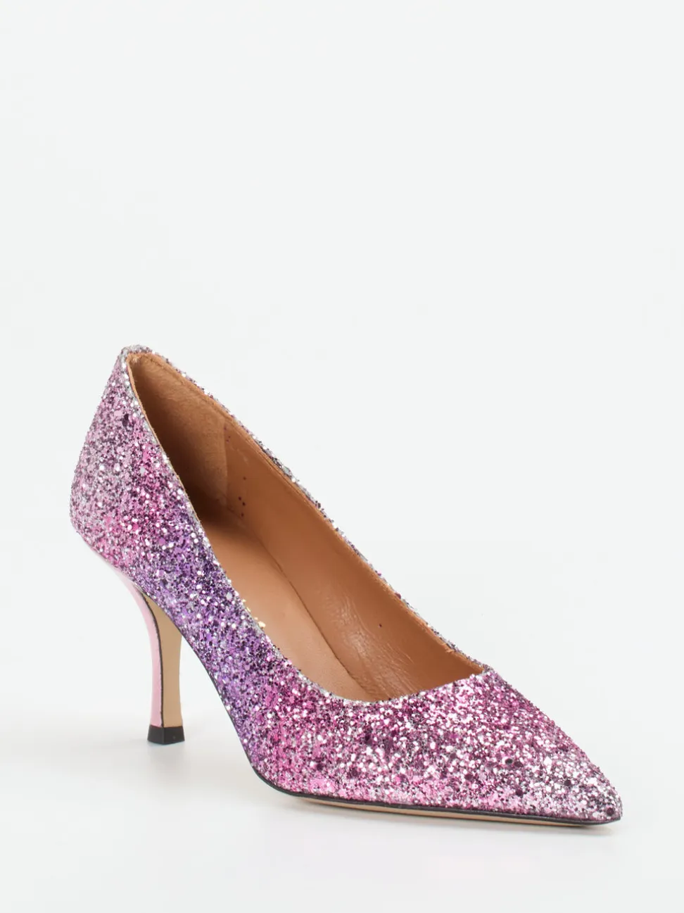 Andrea Puccini – Glitzerpumps aus Metallicleder fliederrosa