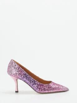 Andrea Puccini – Glitzerpumps aus Metallicleder fliederrosa