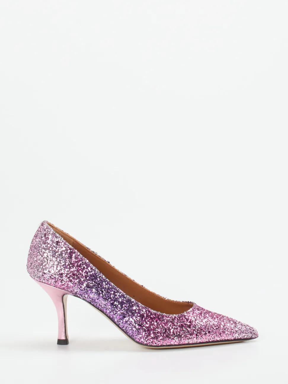 Andrea Puccini – Glitzerpumps aus Metallicleder fliederrosa
