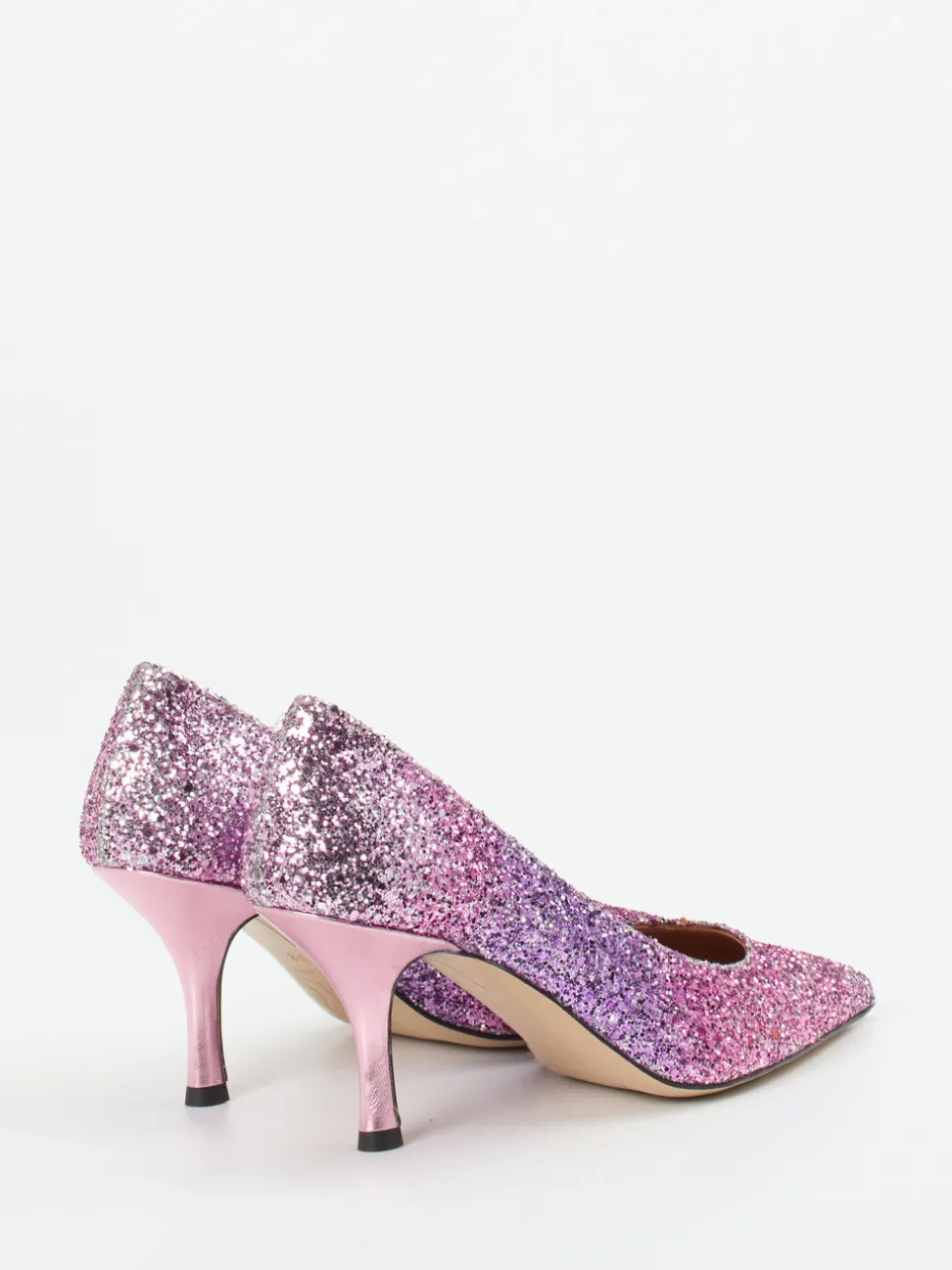 Andrea Puccini – Glitzerpumps aus Metallicleder fliederrosa