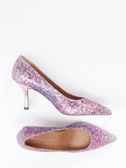 Andrea Puccini – Glitzerpumps aus Metallicleder fliederrosa