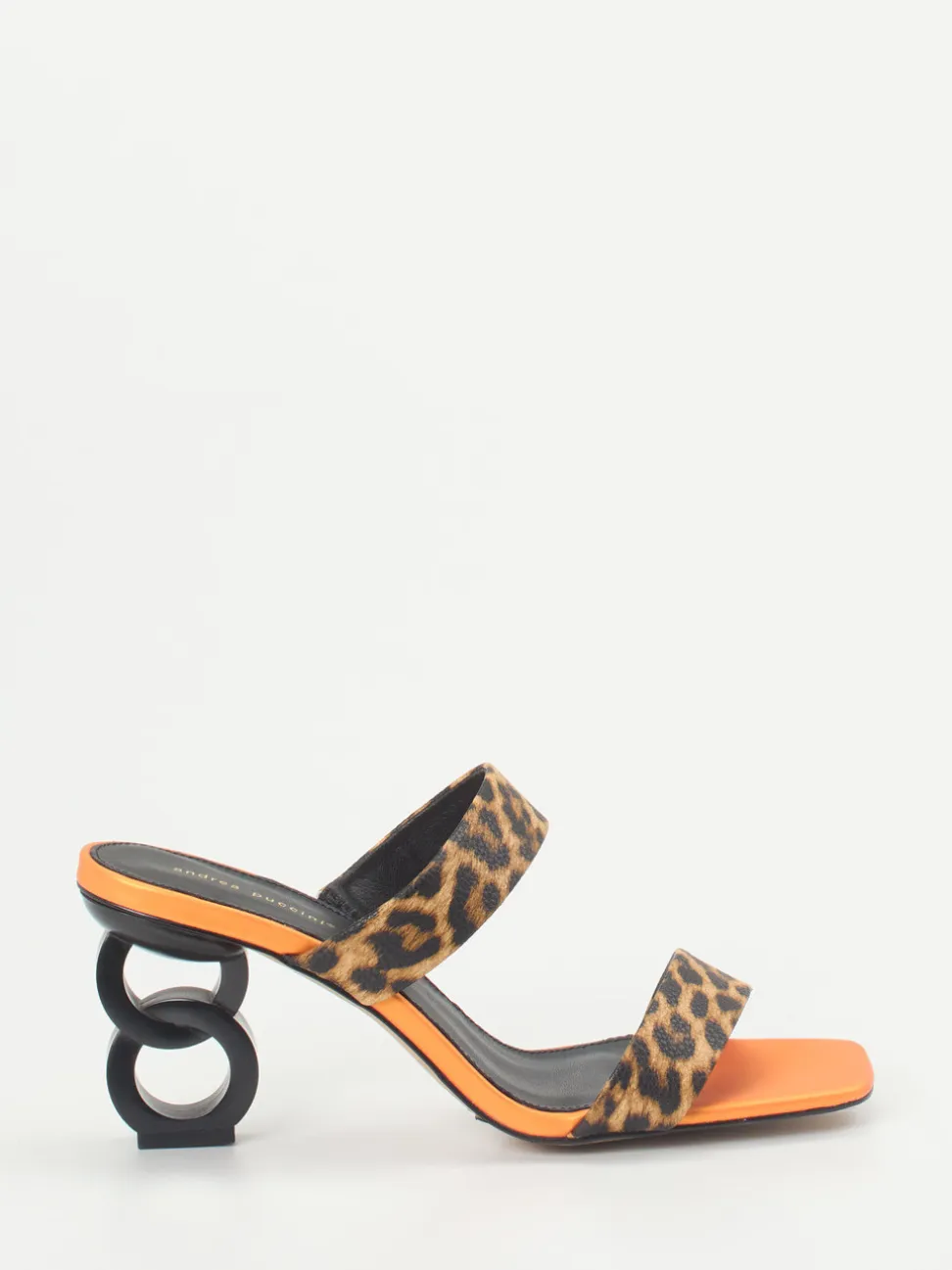 Andrea Puccini – High Heel Mules aus Leder im Leoprint