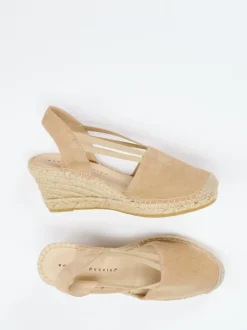 Andrea Puccini – Keilsandalette aus Veloursleder Beige