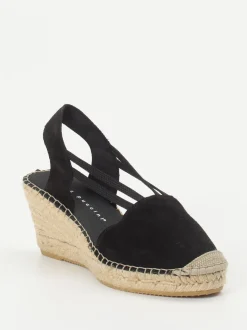 Andrea Puccini – Keilsandalette aus Veloursleder Schwarz