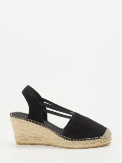 Andrea Puccini – Keilsandalette aus Veloursleder Schwarz