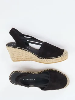 Andrea Puccini – Keilsandalette aus Veloursleder Schwarz