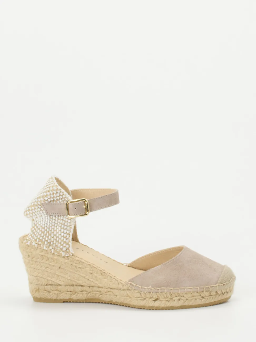 Andrea Puccini – Keilsandalette aus Veloursleder taupe