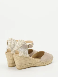 Andrea Puccini – Keilsandalette aus Veloursleder taupe