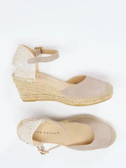 Andrea Puccini – Keilsandalette aus Veloursleder taupe