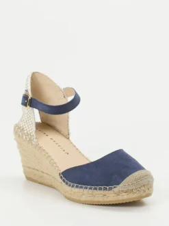 Andrea Puccini – Keilsandaletten aus Veloursleder Marineblau