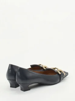 Andrea Puccini – Kitten Heel Loafer aus Lammleder Blau