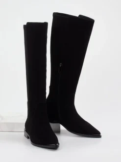 Andrea Puccini – kniehohe Stiefel aus Veloursleder schwarz