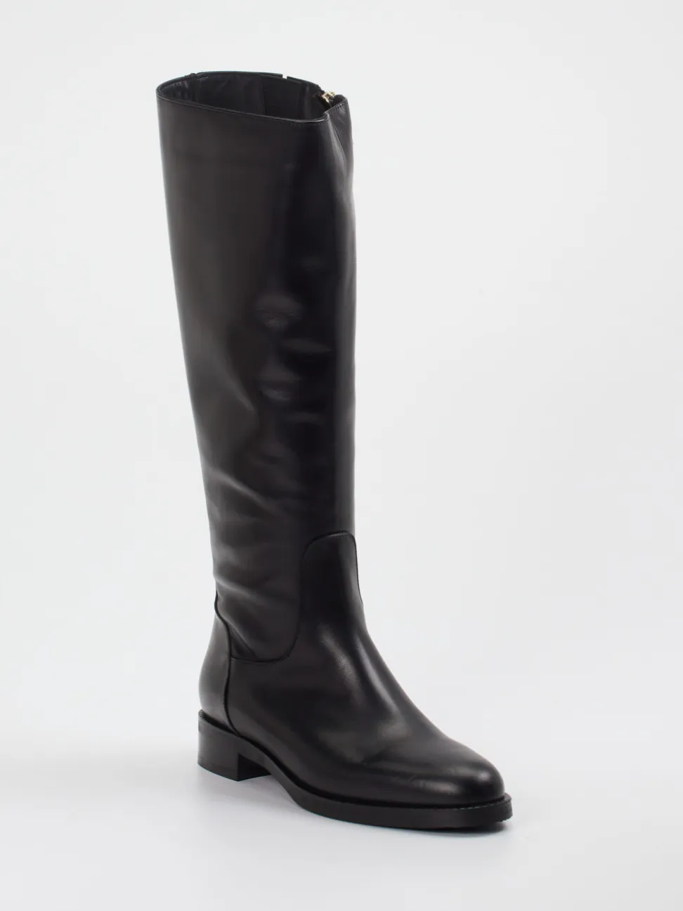Andrea Puccini – Kniehohe Stiefel aus Kalbleder schwarz
