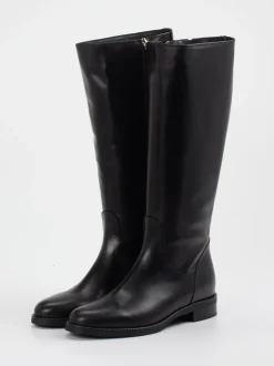 Andrea Puccini – Kniehohe Stiefel aus Kalbleder schwarz