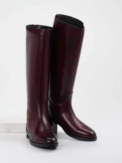 Andrea Puccini – Kniehohe Stiefel aus Kalbleder Bordeaux