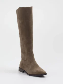 Andrea Puccini – Kniehohe Stiefel aus Veloursleder grau
