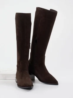 Andrea Puccini – Kniehohe Stiefel aus Veloursleder Braun