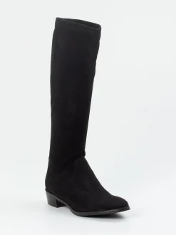 Andrea Puccini – Kniehohe Stiefel aus Stretch-Veloursleder schwarz