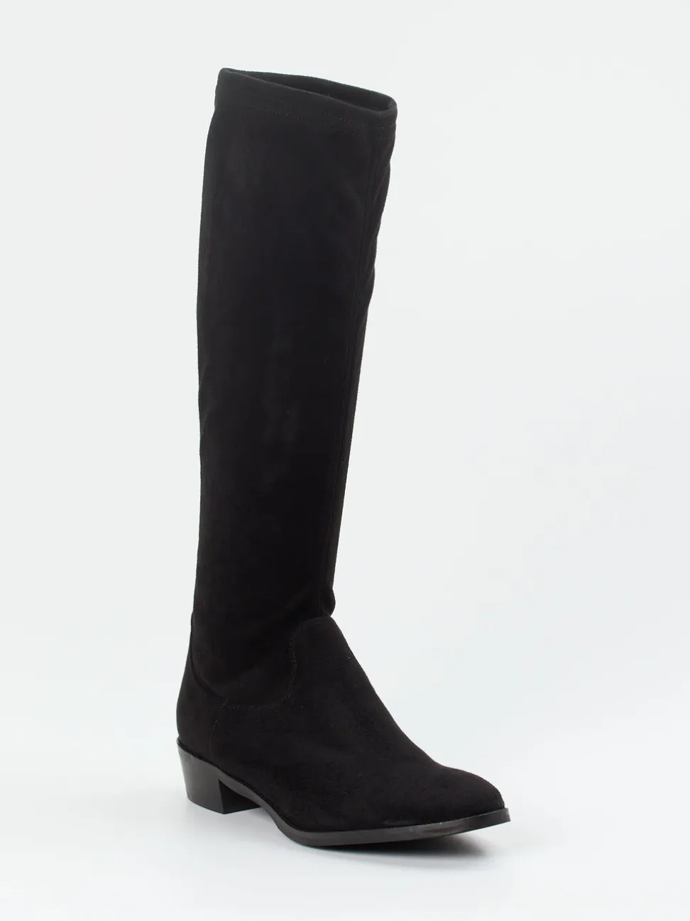 Andrea Puccini – Kniehohe Stiefel aus Stretch-Veloursleder schwarz