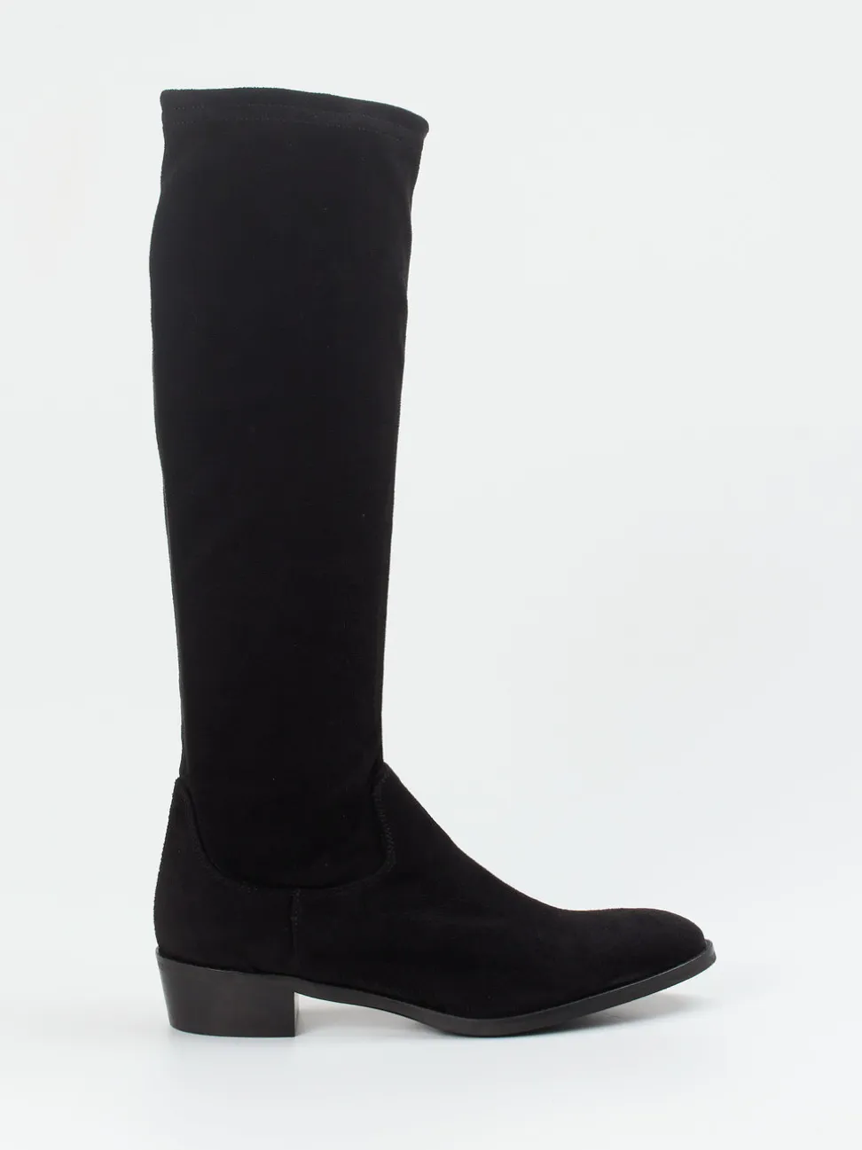Andrea Puccini – Kniehohe Stiefel aus Stretch-Veloursleder schwarz
