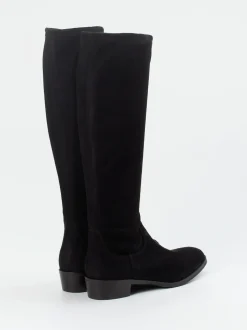 Andrea Puccini – Kniehohe Stiefel aus Stretch-Veloursleder schwarz