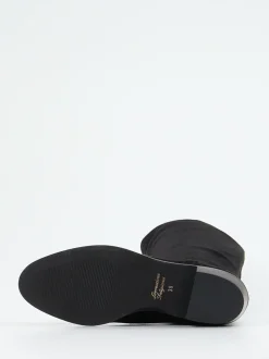 Andrea Puccini – Kniehohe Stiefel aus Stretch-Veloursleder schwarz
