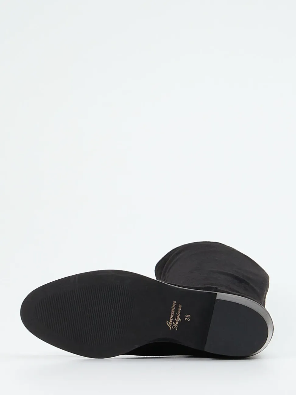 Andrea Puccini – Kniehohe Stiefel aus Stretch-Veloursleder schwarz
