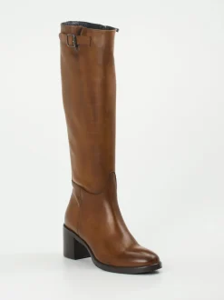 Andrea Puccini – Kniestiefel aus Kalbleder cognacbraun