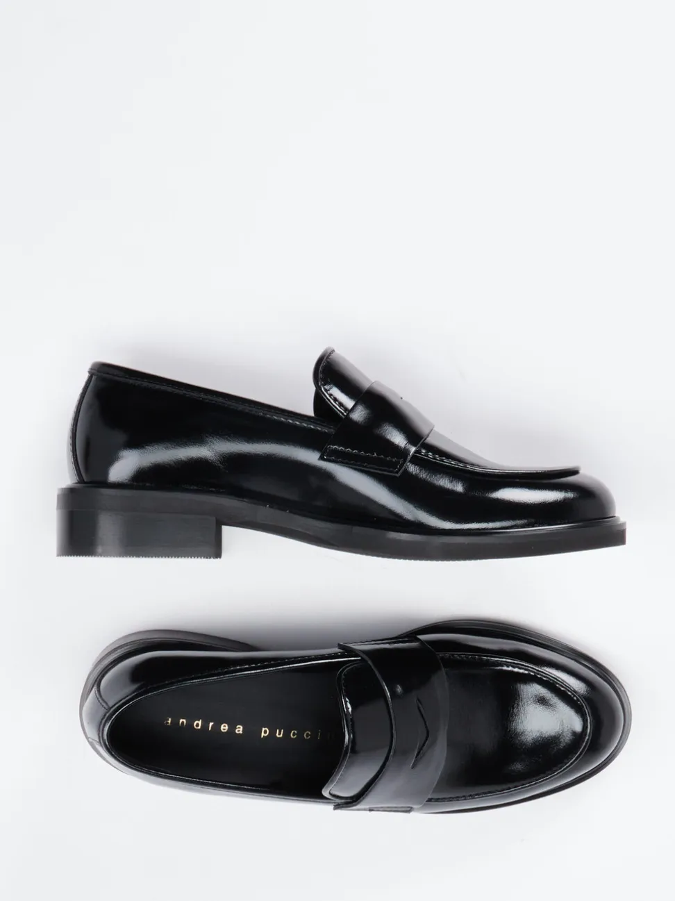 Andrea Puccini – Loafer aus Hochglanzleder schwarz