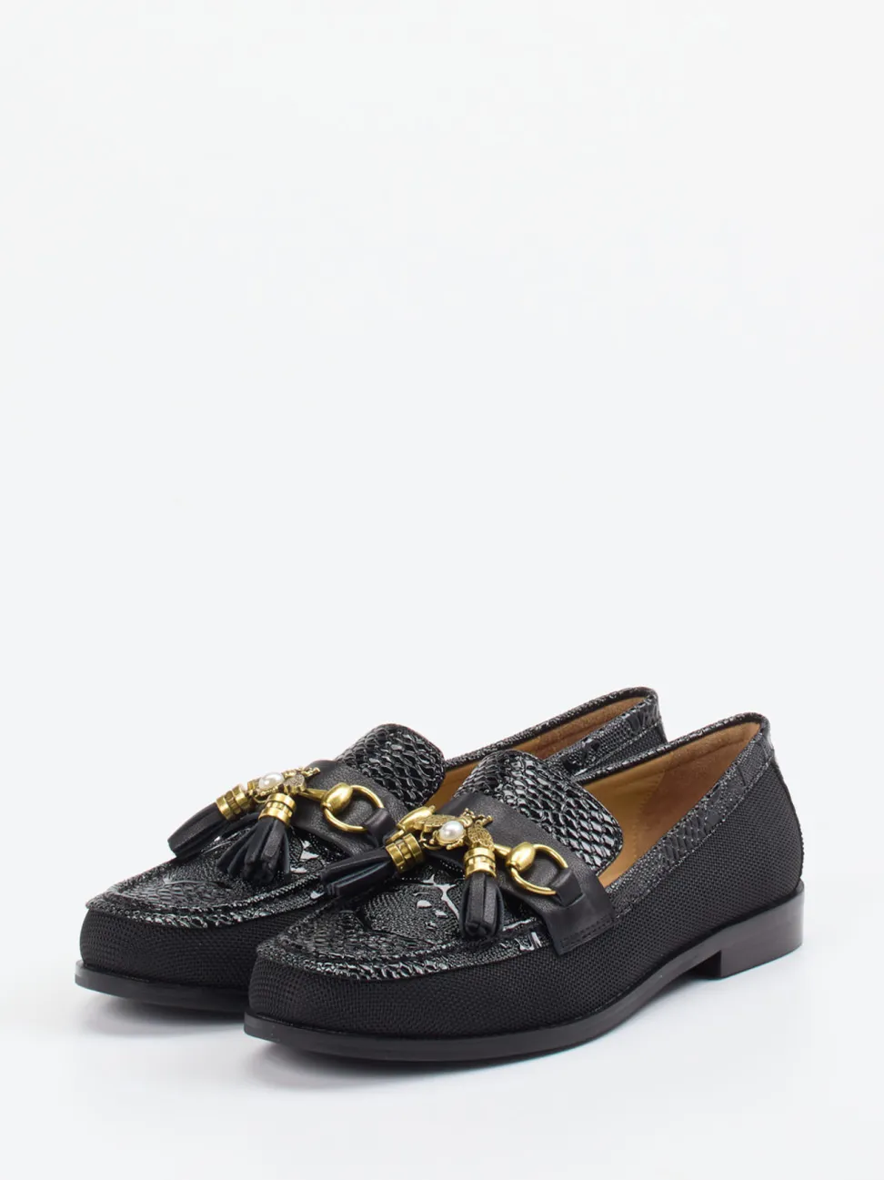 Andrea Puccini – Loafer aus geprägtem Leder Schwarz