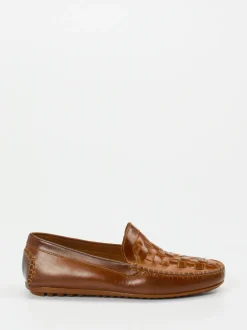 Andrea Puccini – Loafer aus Flechtleder cognacbraun