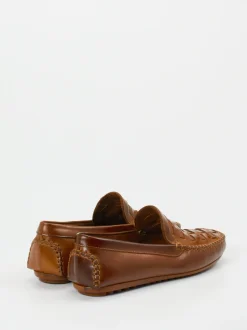 Andrea Puccini – Loafer aus Flechtleder cognacbraun