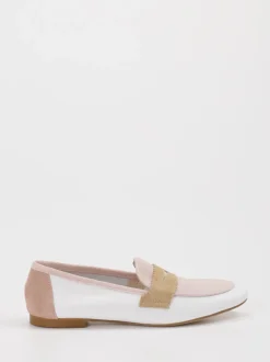 Andrea Puccini – Loafer aus Velour und Leder Weiß