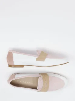Andrea Puccini – Loafer aus Velour und Leder Weiß