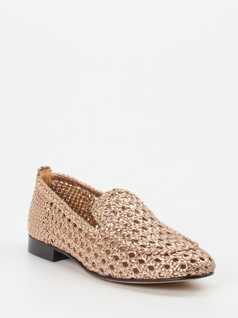 Andrea Puccini – Loafer aus Flechtleder roségold
