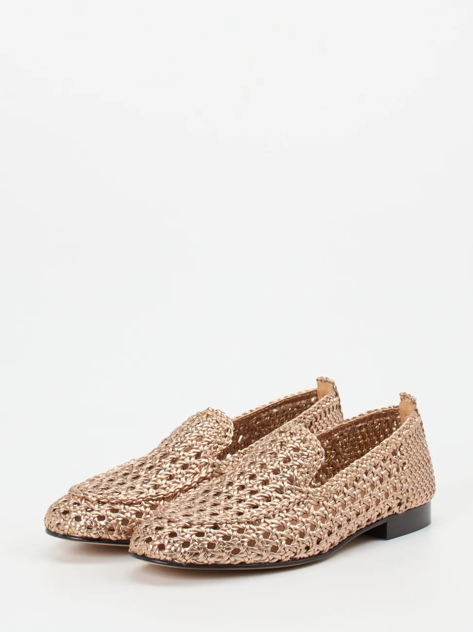 Andrea Puccini – Loafer aus Flechtleder roségold