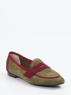 Andrea Puccini – Loafer aus Veloursleder Olivgrün