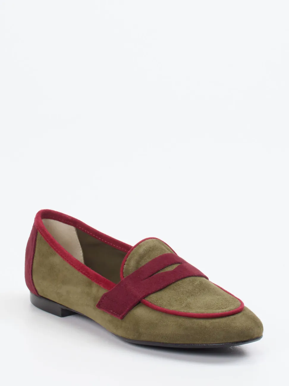 Andrea Puccini – Loafer aus Veloursleder Olivgrün