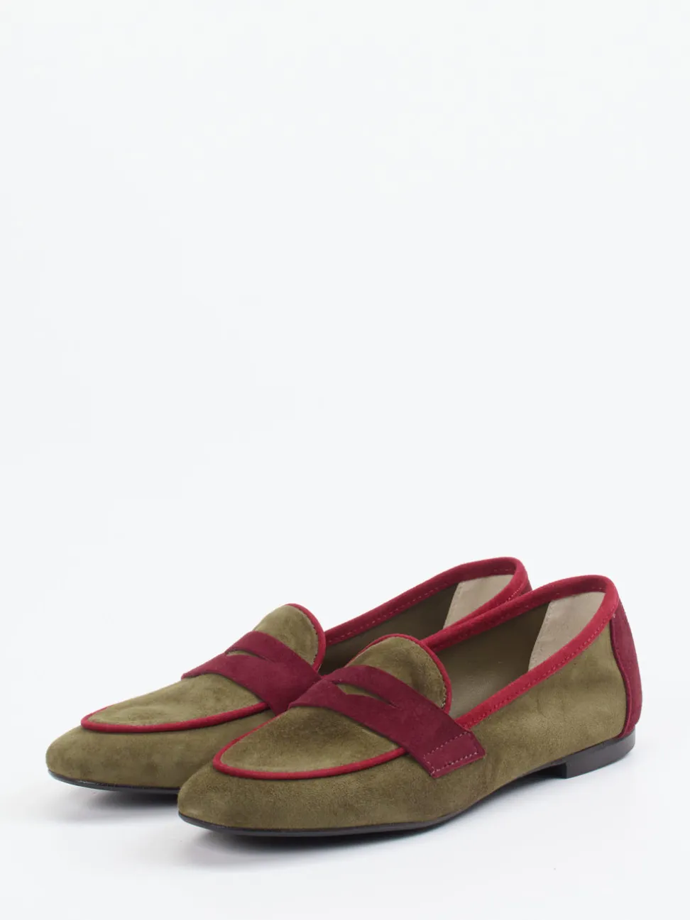 Andrea Puccini – Loafer aus Veloursleder Olivgrün