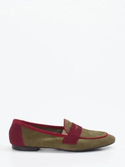 Andrea Puccini – Loafer aus Veloursleder Olivgrün