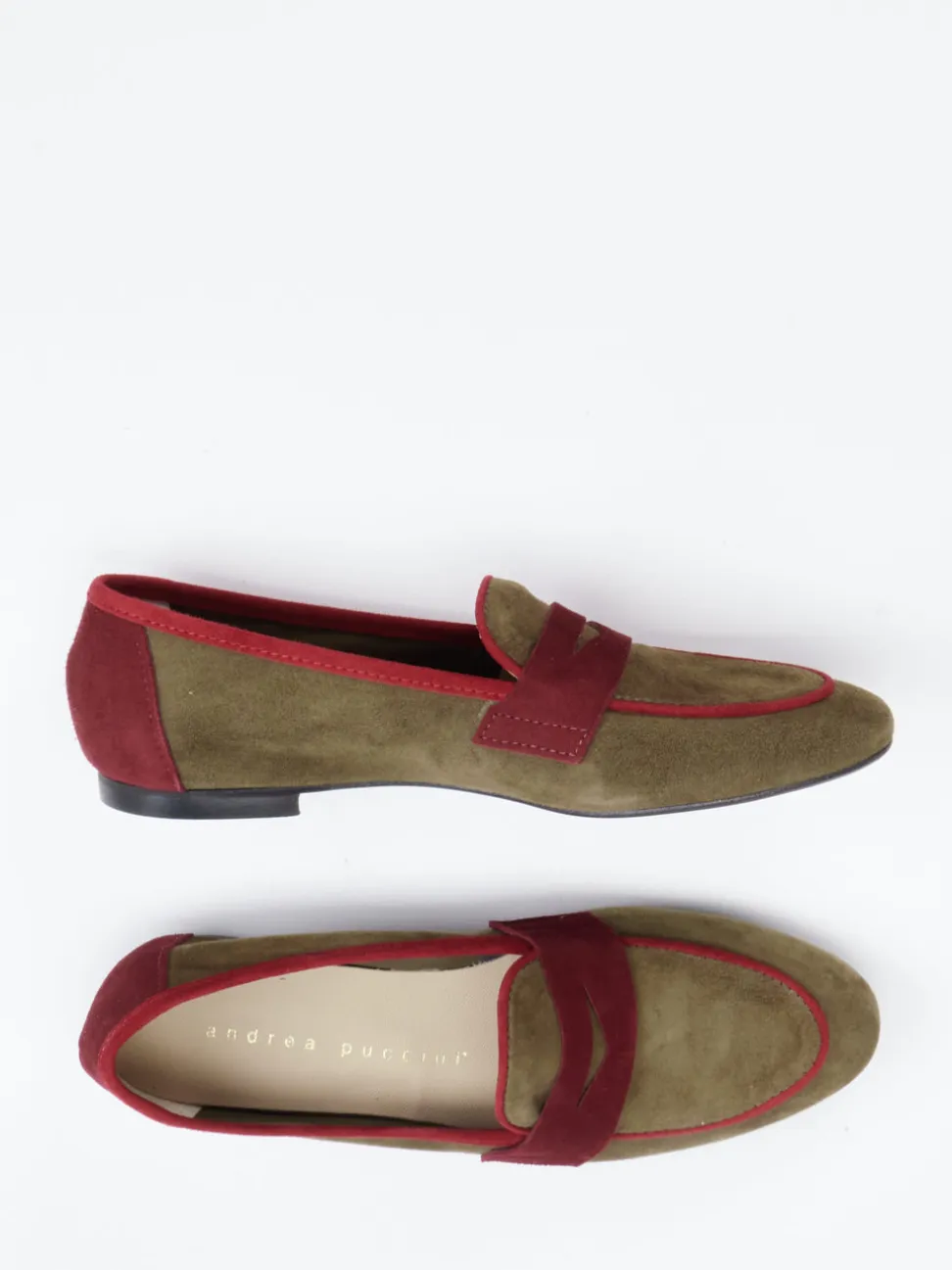 Andrea Puccini – Loafer aus Veloursleder Olivgrün