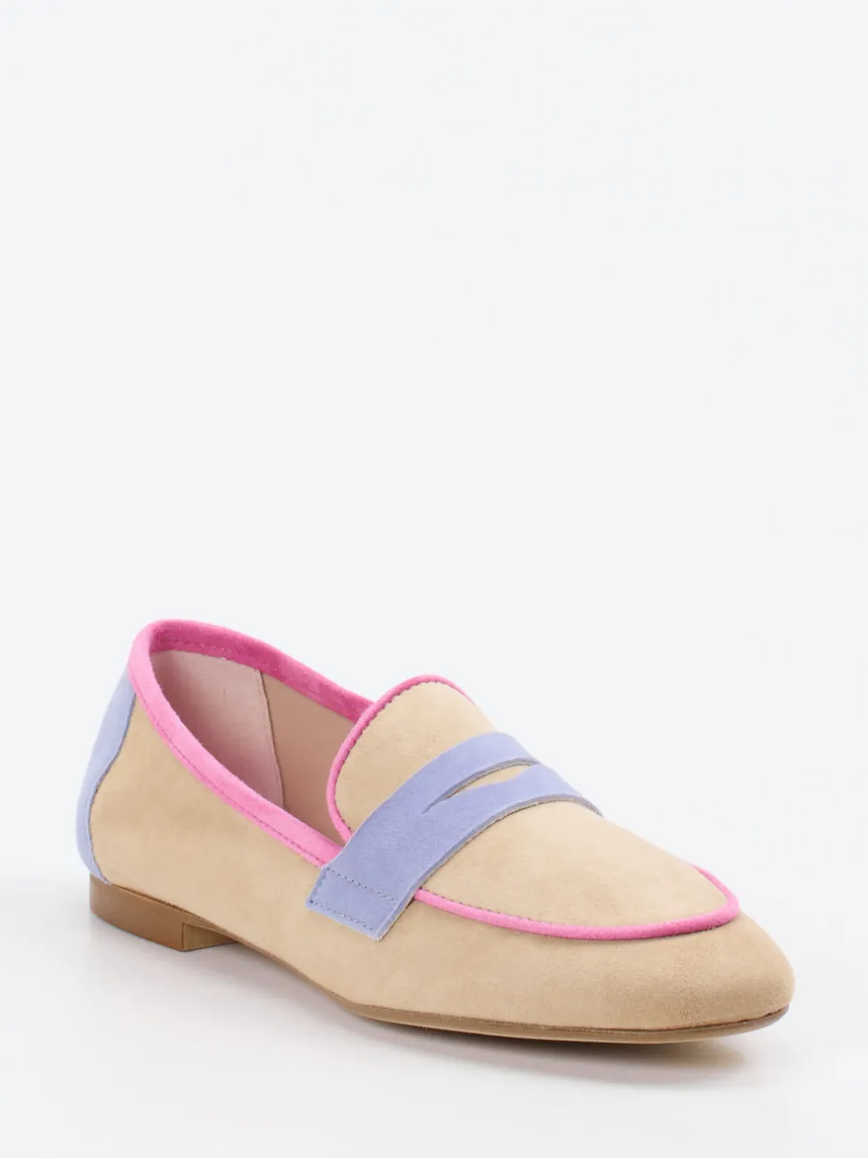 Andrea Puccini – Loafer aus Veloursleder in Beigebraun