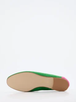 Andrea Puccini – Loafer aus Veloursleder grün-pink