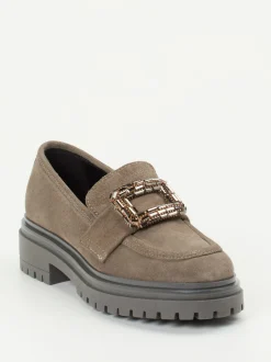 Andrea Puccini – Loafer aus Veloursleder in Taupe
