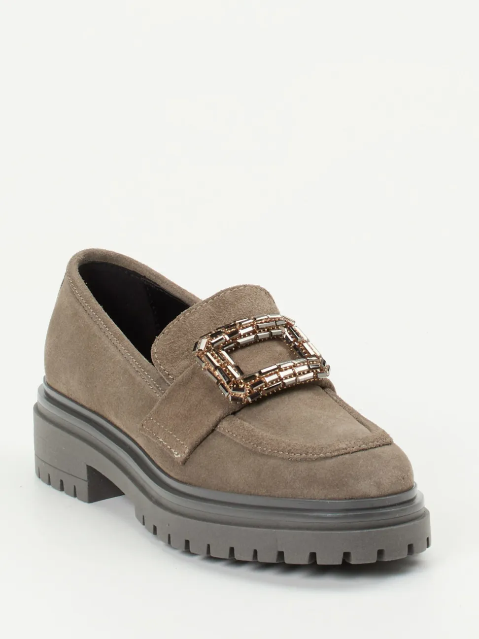 Andrea Puccini – Loafer aus Veloursleder in Taupe