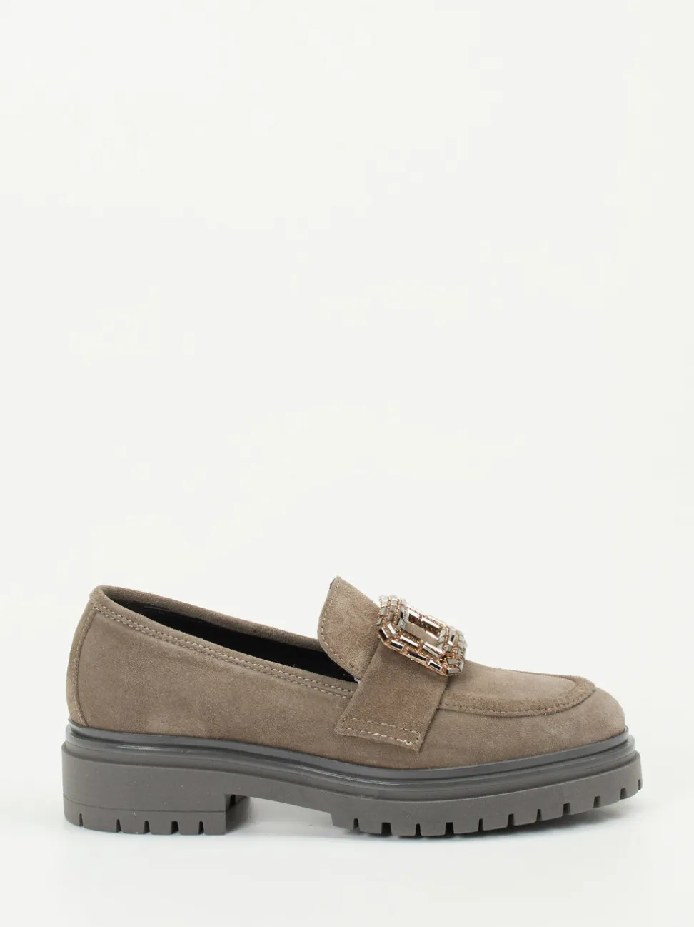 Andrea Puccini – Loafer aus Veloursleder in Taupe