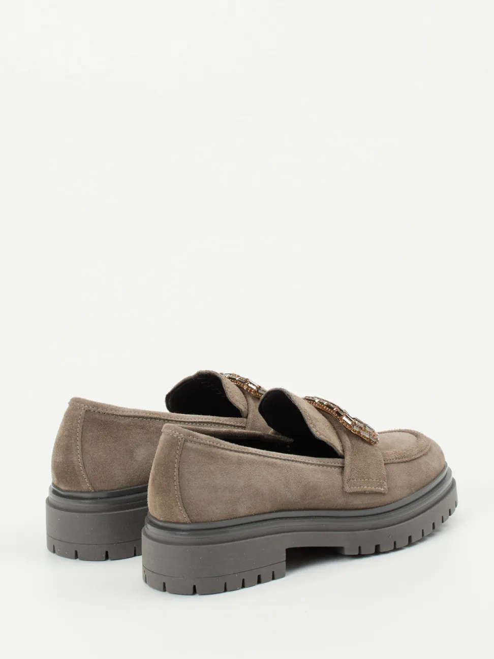 Andrea Puccini – Loafer aus Veloursleder in Taupe