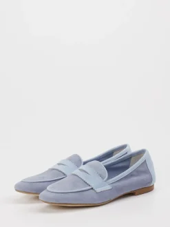 Andrea Puccini – Loafer aus Veloursleder Pastellblau