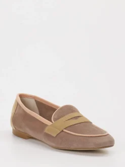 Andrea Puccini – Loafer aus Veloursleder in Taupe